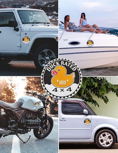 Image of 2 pcs Car Emblem 4 x 4 Metal Automotive Badge 3D Metal Car Badges Emblems Round Emblem Decals Car Badge Decals Stickers Compatible with Vehicles Trucks SUV RV Decorations (Duck Rated-E)
