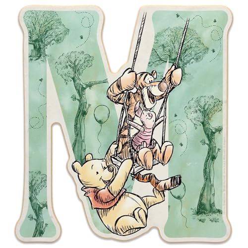 Disney Winnie the Pooh Letter M Wood Wall Decor - Adorable Pooh and Tigger Alphabet Initial for Nursery