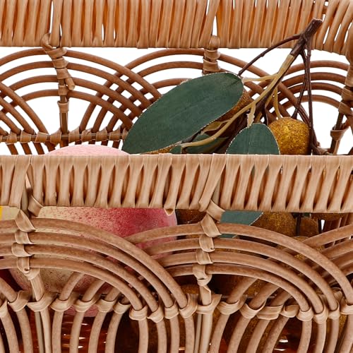 Cesta de mimbre vintage indeformable AKOOSY con asa para entrada 4