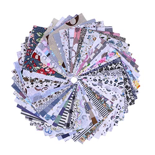 Healifty, Lot de 50 coupons de tissu imprimé en coton gris unis et à motifs floraux