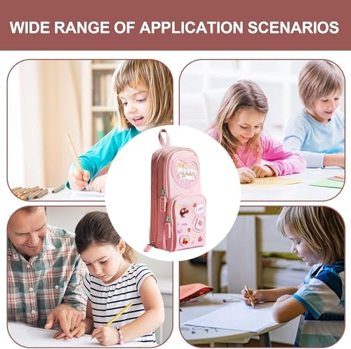 Image of Large Capacity Pencil Case Pouch, Cute Aesthetic Big Capacity Zipper Cases Pen Portable Office Stationery Makeup Bag, Desk Organizer for College Adults Women Men (Pink)