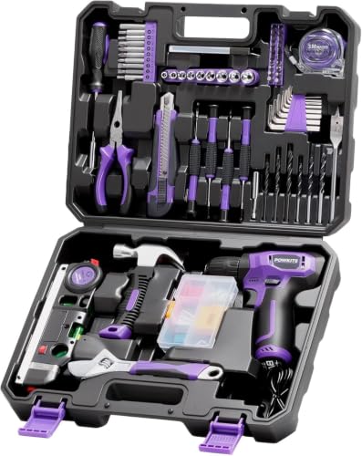 8V Cordless Drill Purple Power Drill with Drill & Screw Bits Set 3/8 Keyless Chuck Rechargeable Electric Drill Tool Kit for Home Repairs DIY Hand Tool 139PCS Tool Set for Women & Men