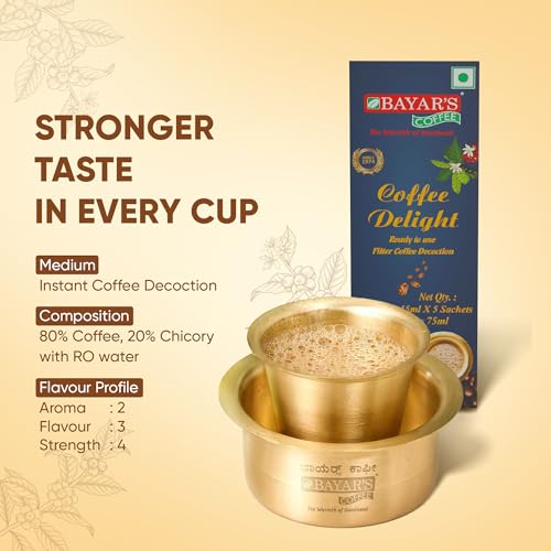 Image of Bayar's Coffee Delight South Indian Filter Decoction Sachets, 15ml(5-PK)