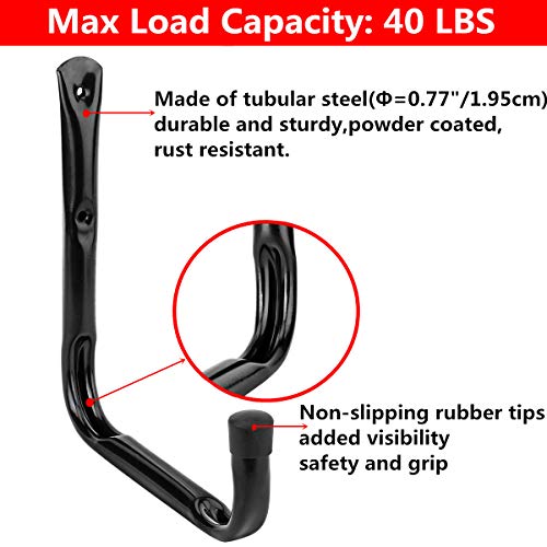 Garage and Garden Storage Utility Hooks Heavy Duty Jumbo Arm Hanger (4 Pcs Black 8