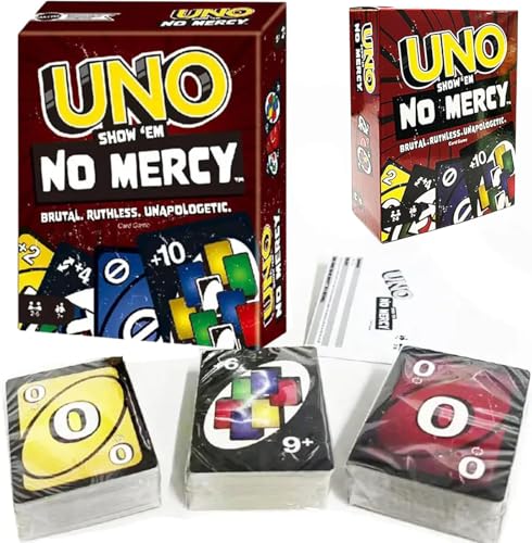 ALMEKAQUZ UNO No Mercy 168 Cards Family Game Night Ages 6+