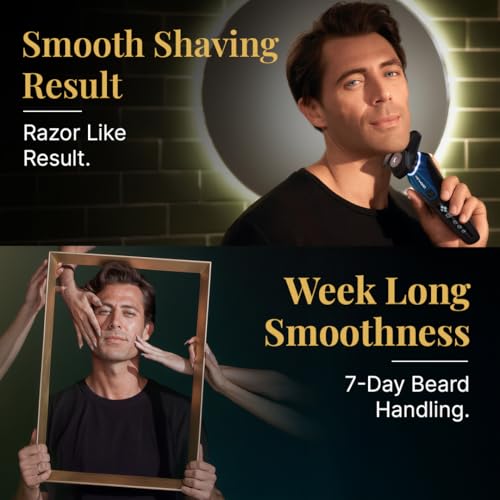 Image of MENHOOD Pro Shaver for Men 3D HexBlade Rotary Electric Shaver Nano Cut Precision Wet Dry 100% Waterproof Adaptive Motor 3 Modes 120 Min Runtime MagConnect Head LED Display
