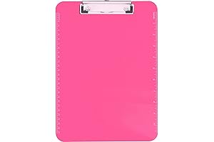 9\" x 12.5\" Neon Pink Transparent Plastic Clipboard