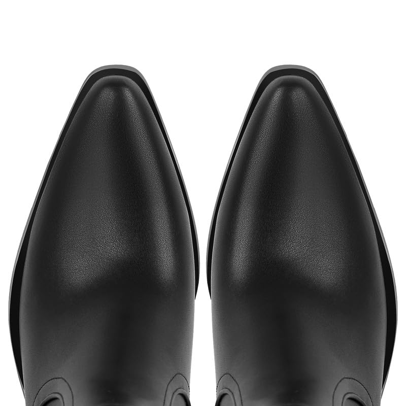 dollkiss Women's Pointed Toe Ankle Boots Block Heel Chelsea Cowboy Booties4