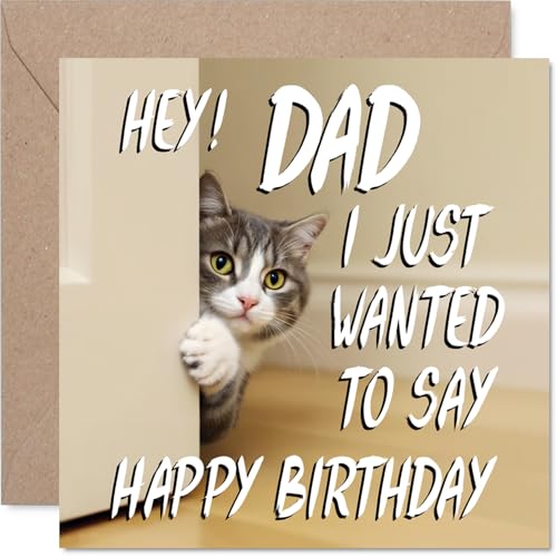 Carte d'anniversaire chat papa mignon – À travers la porte