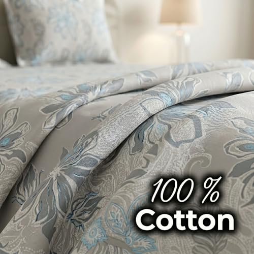 Image of Mafatlal 186 TC Metro Cotton Double Bedsheet | 90 x 100 Inch | Lightweight Comfortable Fabric with 2 Pillow Covers | Modern Bed Linen | Storm Blue