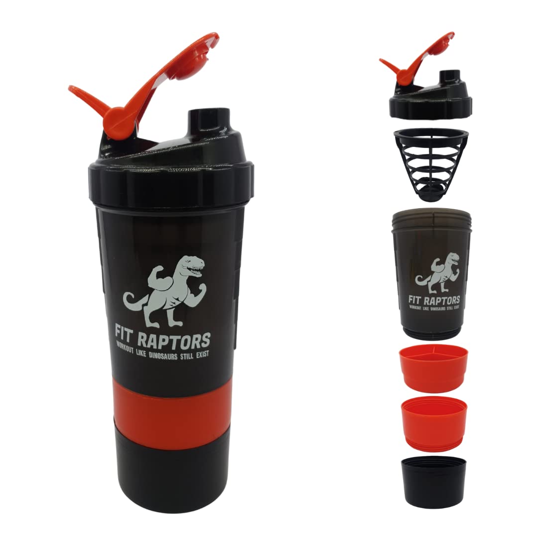 Spider Shaker 650ml with premium cyclone mixer 1 Tablet tray 2 storage Compartments and 1 blending bottle with 100% Leak proof lid & Food Grade Plastic (BLACK CAP RED)-image-31