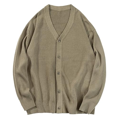 Cardigan décontracté homme gilet côtelé manches longues col V léger