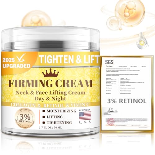3% Retinol Cream Face Moisturizer, Anti Aging Neck Firming Cream with Collagen, Day & Night Face Cream with Hyaluronic Acid, Lifting & Tightening Wrinkle for Women & Men