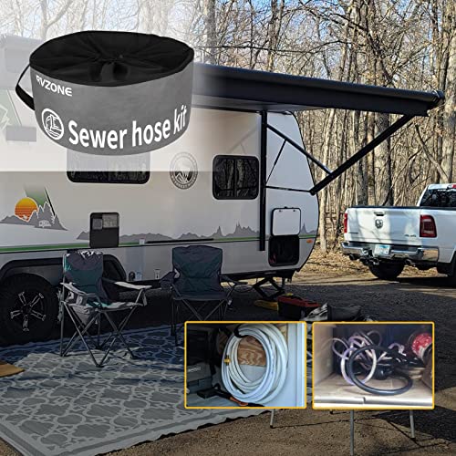 Image of RVZONE RV Hose Bag, Waterproof RV Hose Bag Organizer, Camper Accessories RV Equipment Storage Utility Bag for Sewer Hoses, Fresh /Black Water Hoses and Electrical Cords