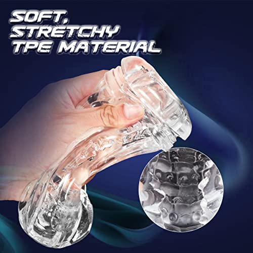 manual sucking extrusion male masturbators portable transparent pocket pussy stroker with vagina textured blowjob machine sex toys penis tpe masturbation sleeve for men