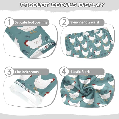 White Chicken Rooster Girls Leggings Soft Stretch Workout Yoga Dance Pants for Kids Casual Tights3