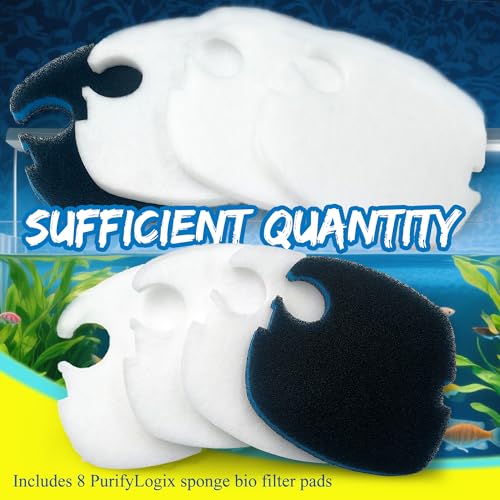 Image of PurifyLogix 8 PCS Canister Filter Pads for SUNSUN HW-304B /404B /704B /3000 | CF500 Aquarium Filter, 6 White floss and 2 Upgraded Activated Carbon Coarse Pads, 8pcs