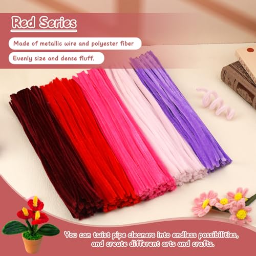 Image of Mnuizu 200Pcs Pipe Cleaners Bulk Craft Supplies Chenille Stems Pipe Cleaner | Pipecleaners Crafts Supplies for Flower Making, DIY Art Crafts, Festival Decorations, Wine Red
