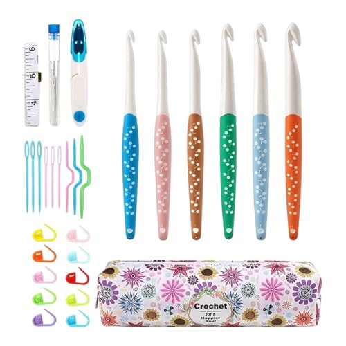 Juego de Ganchillo,Agarre Antideslizante y Ergonómico Adorable | Kit de agujas de ganchillo para lana | para Tejer, Hacer Crochet, Manualidades, Hogar, Viajes,