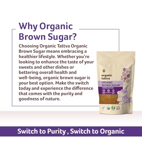 Image of Organic Tattva Brown Sugar 1kg | USDA Certified Natural Brown Sugar for Healthy Sweetening | Organically Processed from Fresh Sugarcane