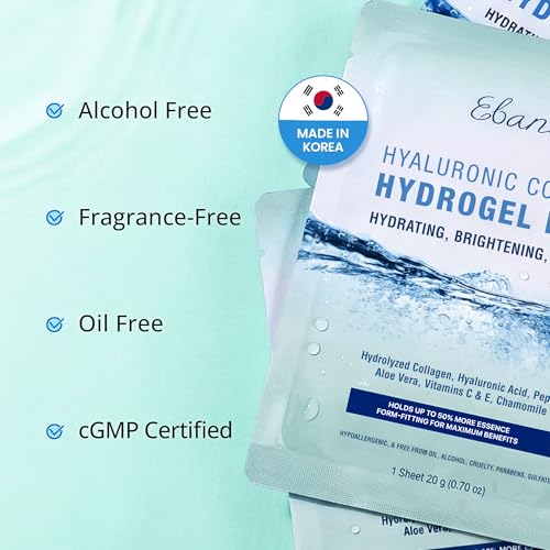 Image of Ebanel 10-Pack Hydrogel Collagen Face Mask with Hyaluronic Acid, Peptide