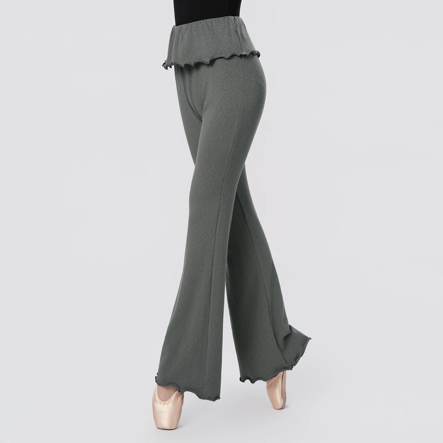LATEAU Pantaloni da Danza Svasati for Balletto da Donna Pantaloni a Vita Alta con Volant Pantaloni in Cotone Pantaloni da Pratica for Palestra Moderna for Yoga