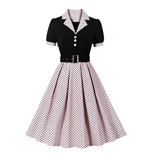 Wellwits Women's Polka Dots Work Party Vintage Blazer Dress