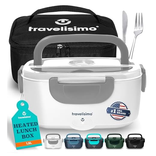 TRAVELISIMO Electric Lunch Box 60W, 3 in 1 Ultra Quick Portable Food Warmer 12/24/110V, Heated Lunch Boxes for Adults Leakproof, SS Container, Luncheaze Heater for Car Truck Work, Loncheras Electricas