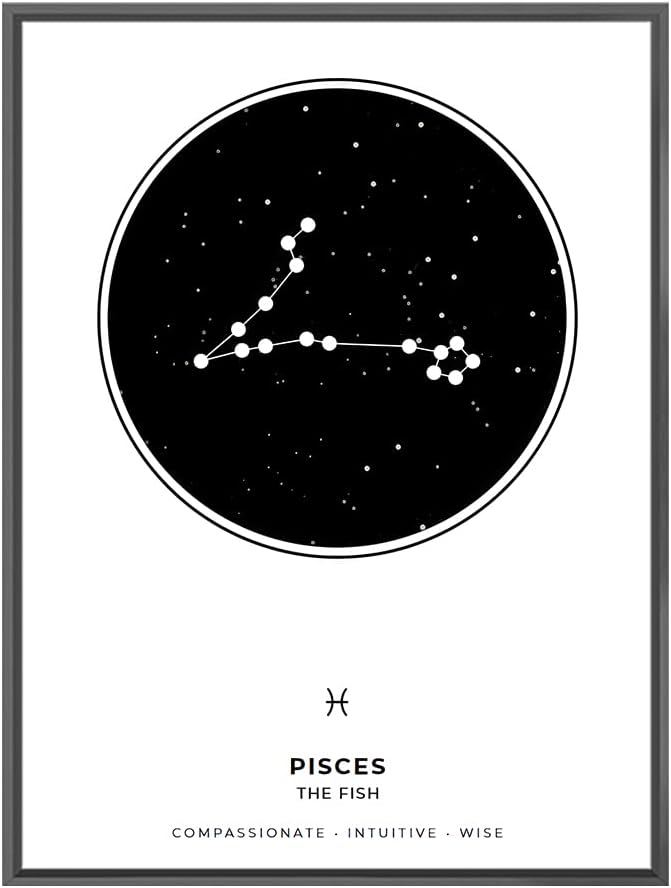 WURAWUS Custom Zodiac Map Canvas Prints, Personalized Zodiac Wall Art Prints Astrology Horoscope Poster, Unique Astronomy Wall Art Poster for Home, Office, Bedroom & Living Room Decor (Pisces-1)