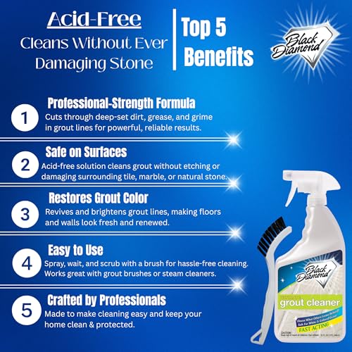 Image of Ultimate Grout Cleaner for Tile & Grout, Acid-Free Stain Remover QT /Brush