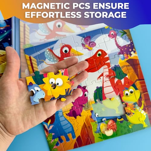 Puzzles Magnéticos QUOKKA para Niños 3-5 años – 2x48 Piezas Juegos de Viaje para Niños 2-4 años – Puzzles Magnéticos de Dinosaurio para Niños 4-8 años – Juguete Educativo Espacial para Niños y Niñas miniatura 5