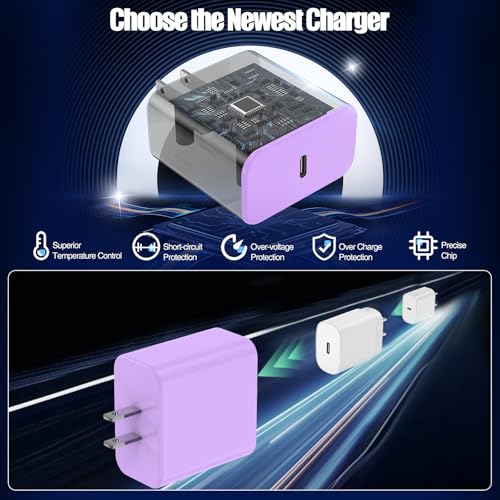 Cargador rápido USB C morado con cables largos de 10 pies para usar tu iPhone 17 desde el sofá 5
