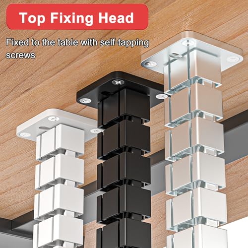 Under-Desk Cable Management Spine, Flexible Snake - Like Cables Duct for Office/Home/Study/Gaming Table, Commercial ABS Plastic Cord Hider(Black,100cm/39.4in) miniatura 6