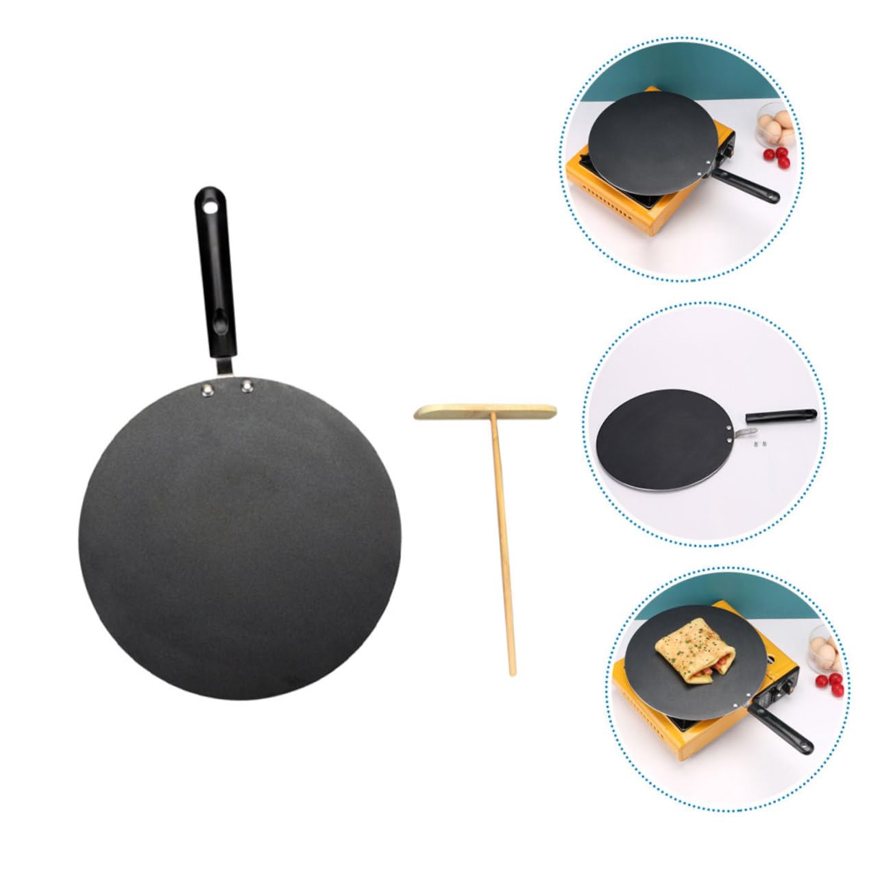 LIFKOME Sartén Hogar Sartén Plana Para Cocinar Para Hacer Panqueques y Tortillas Incluye De Suministros De Cocina Para Panqueques