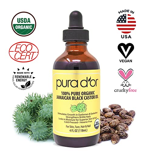 PURA D'OR Organic Jamaican Black Castor Oil, Natural Smoky Scent