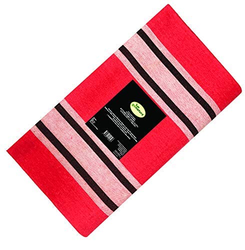 GONATURS Size Adjustable Hemmed Side Bordered Cotton Canvas Cloth for Traditional Wooden Easy Chair Stitched and Ready to Use-Double Layered (Side Bordered Red)