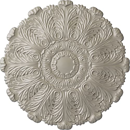 Image of Ekena Millwork CM31DUPWS 31 inchOD X 1 1 /2 inchP Durham Ceiling Medallion Fits Canopies Up To 4 1 /4 inch, Pearl White