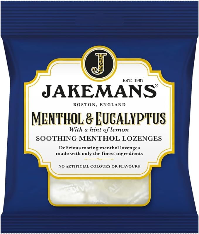 Jakemans Soothing Menthol & Eucalyptus Lozenges Delicious Tasting Menthol Lozenges Candy | Imported From Boston UK | 73gm.