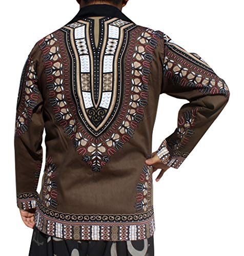 RaanPahMuang Mens Fashion Lined Cotton Suit Jacket Confident African Dashiki Art3