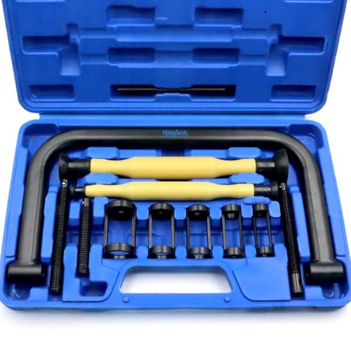 Handook 12Pcs Valve Spring Compressor with Valve Lapper Tool Valve Spring Removal Tool with C Clamp for Motorcycle ATV Car Small Engine Vehicle Equipment