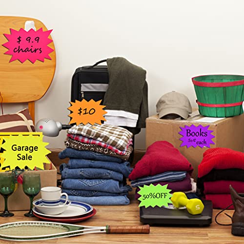 5x66 inch 60pieces fluorescent neon signsburst star cutouts signs for retailgarage sale signyard sale supplies price tags signsposter board decorations6 colors 60pcs