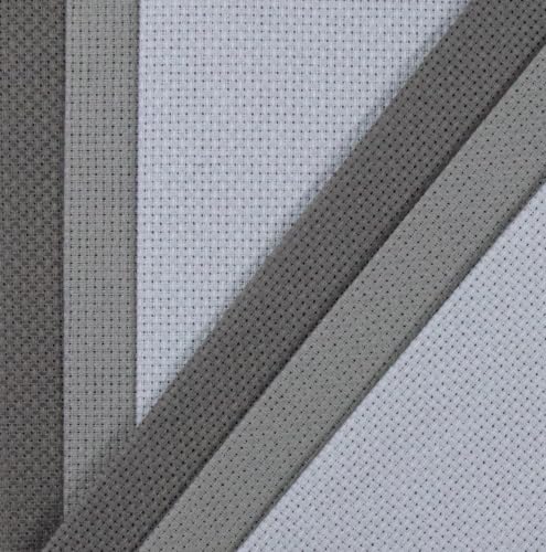 Image of KCS 4 /6 pc of 12 inch x 18 inch(30cmx45cm) 16 Count Cotton Aida Cloth Cross Stitch Fabric (6 pc,Light Grey+Medium Grey+Dark Grey)