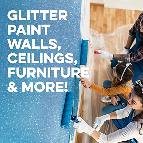 [4 Pack] 3.5Oz Silver Glitter Paint Additive & Paint Buffing Pads To Make Your Room Shine - Shimmering Paint Glitter Additive For Walls,Ceilings & Grout - Large Pad For Enhancing Glitter #TOP1