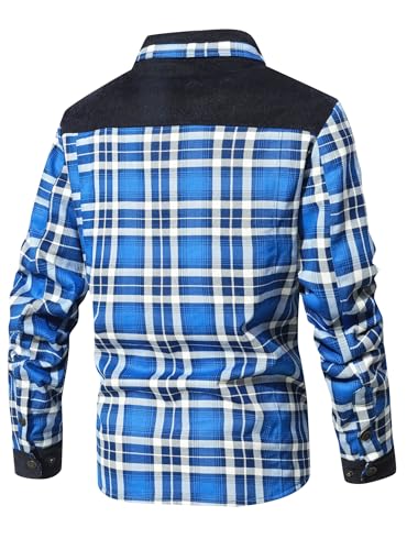 HYPESTFIT Men's Corduroy Plaid Sherpa Lined Flannel Shirt Jacket Fleece Coat - image 4