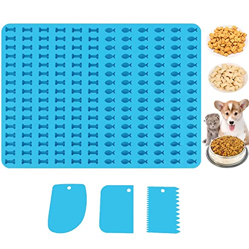 Moule pour Friandises Chien,Tapis De Cuisson en Silicone Biscuits,Chiens Moule à Bonbons,pour Chiens Moule à Gâteries Antiadhésives,40 x 28 cm,avec 3 Grattoirs,pour Biscuits et Friandises pour Chien Cover