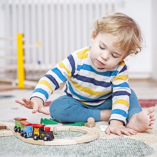 THE TWIDDLERS 64-teiliges Premium Holz Holzeisenbahn Set mit Geschenkbox - Spielzeug & Geschenk für Kinder - Kompatibel… – Bild 3