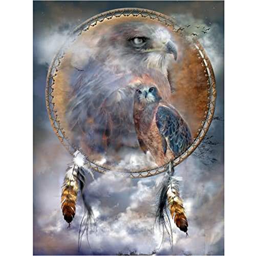 Glymg Diamond Painting 5D Diamond Embroidery DIY Rhinestone Embroidery Spirit of Hawk Eagle Diamond Art Wall Arts Decor(19.7x27.6inch)