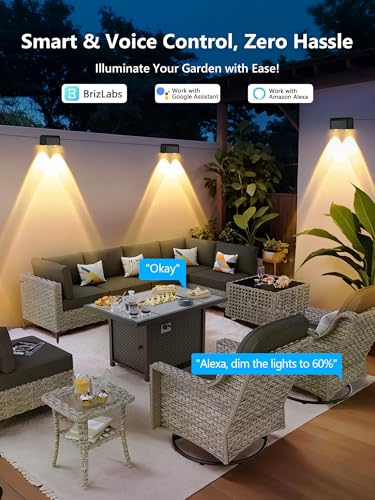 Image of Brizled Smart Fence Lights, RGBCW Outdoor Color Changing Deck Lights APP & Voice Controlled, 32.8ft Music Sync Orange Purple Fence Lighting Smart Lighting IP65 Waterproof for Halloween Christmas Decor