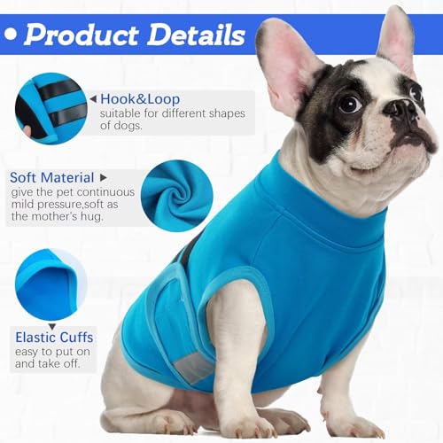 Image of MIGOHI Dog Anxiety Relief Coat,Comfort Anxiety Vest for Dogs,Adjustable Dog Anxiety Calming Wrap for Fireworks,Travel,Separation,Anxiety Jacket for Large Dogs,L,Blue