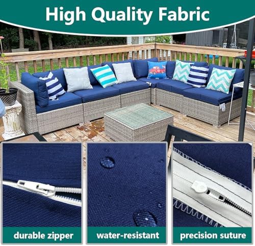 FLYMEI Outdoor Cushion Cover, Patio Loveseat Cushion Covers Only, Water Resistant Patio Cushion Slip Cover (21'' X 19'' X 3'' 4Pack, Royal Blue) - 4